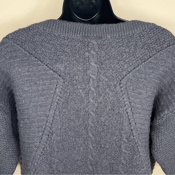 XL TORRID SLATE BLUE GREY SWEATER WOOL BLEND KNIT VNECK SHORT SLEEVE - Picture 6 of 12